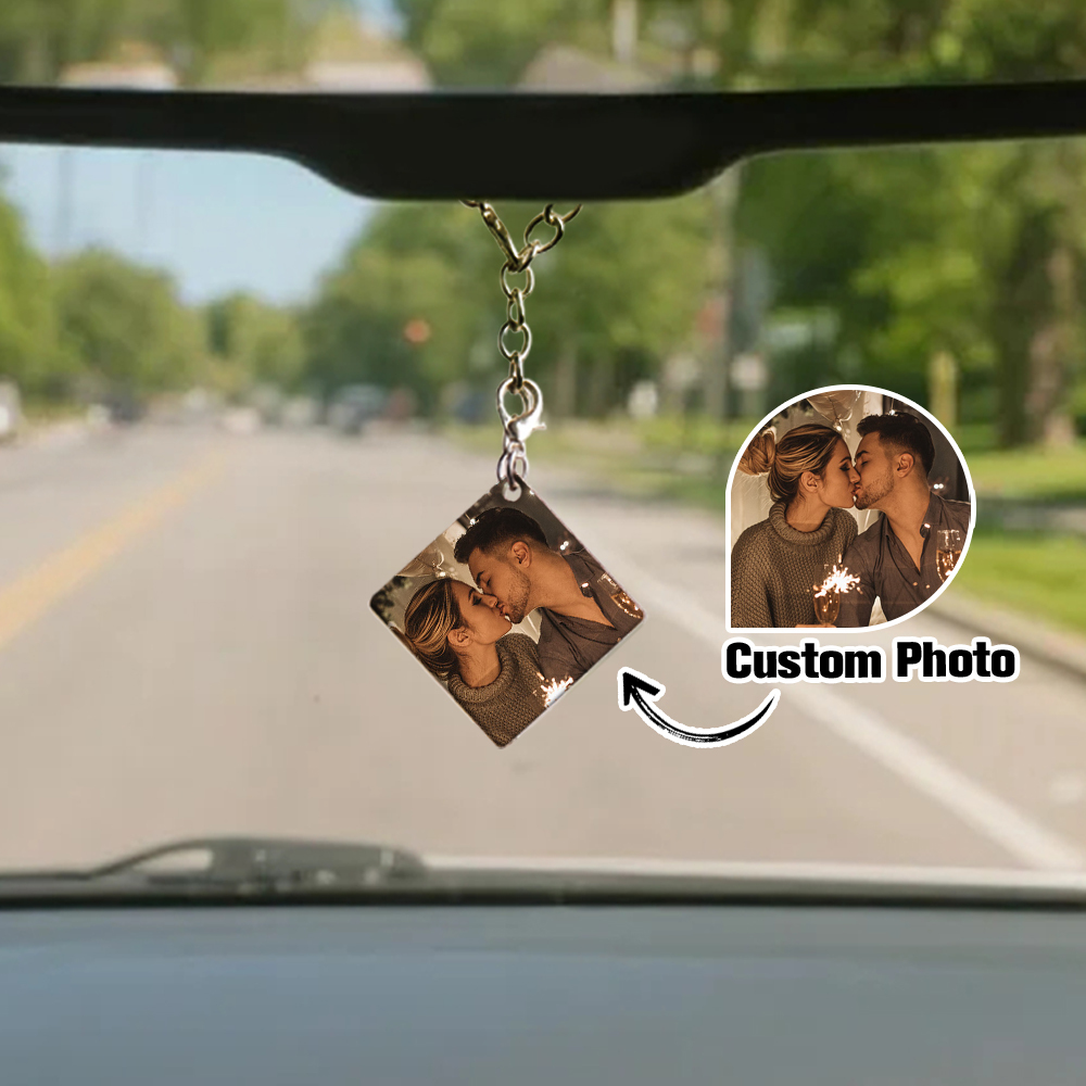 Car Rearview Mirror Chain Micro Memory Customizable Vintage Mini Photos Charms Accessories Gifts Bridesmaid Gifts