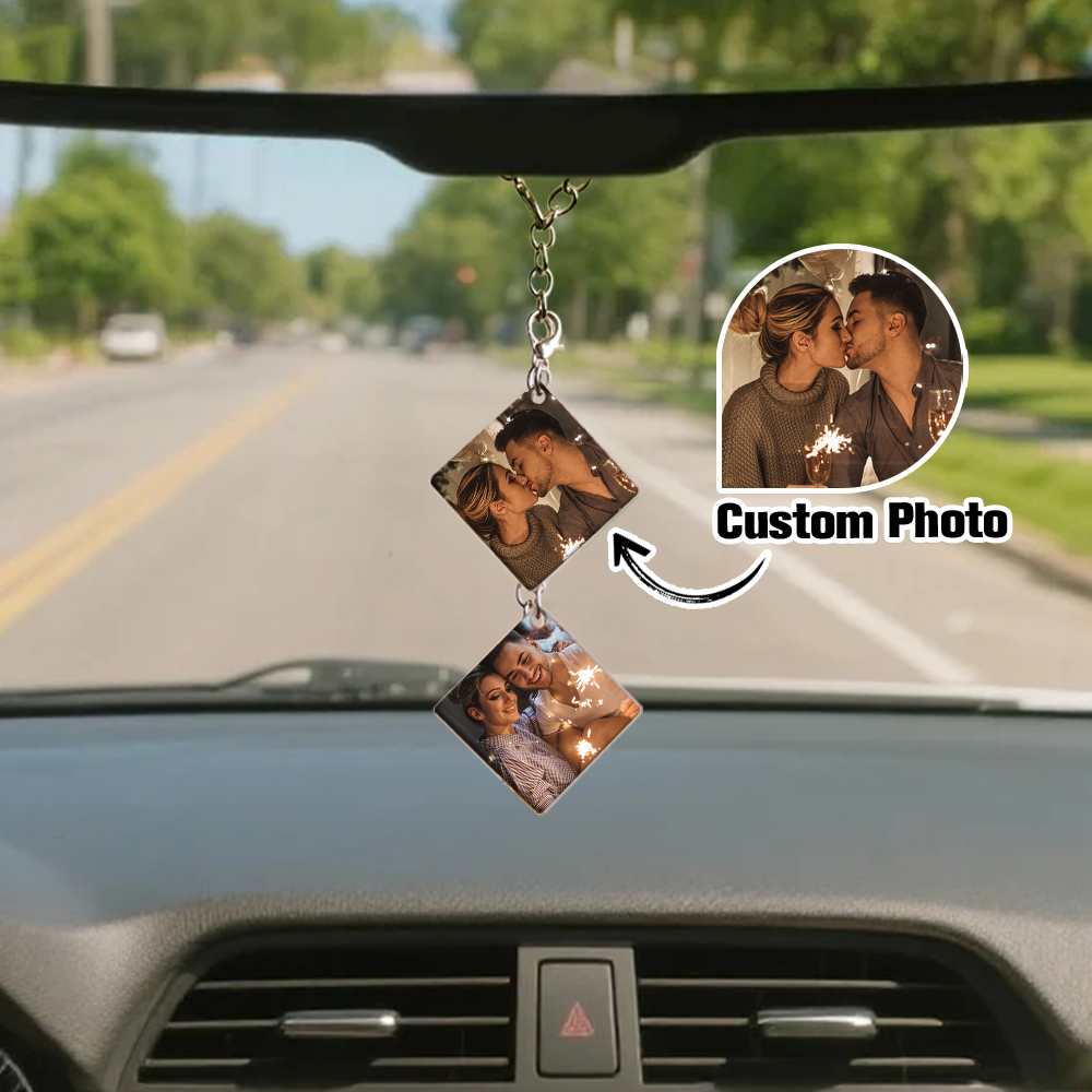 Car Rearview Mirror Chain Micro Memory Customizable Vintage Mini Photos Charms Accessories Gifts Bridesmaid Gifts