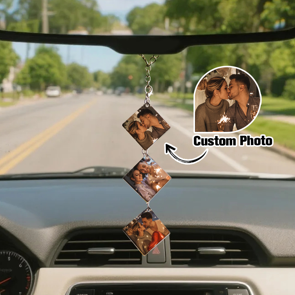 Car Rearview Mirror Chain Micro Memory Customizable Vintage Mini Photos Charms Accessories Gifts Bridesmaid Gifts