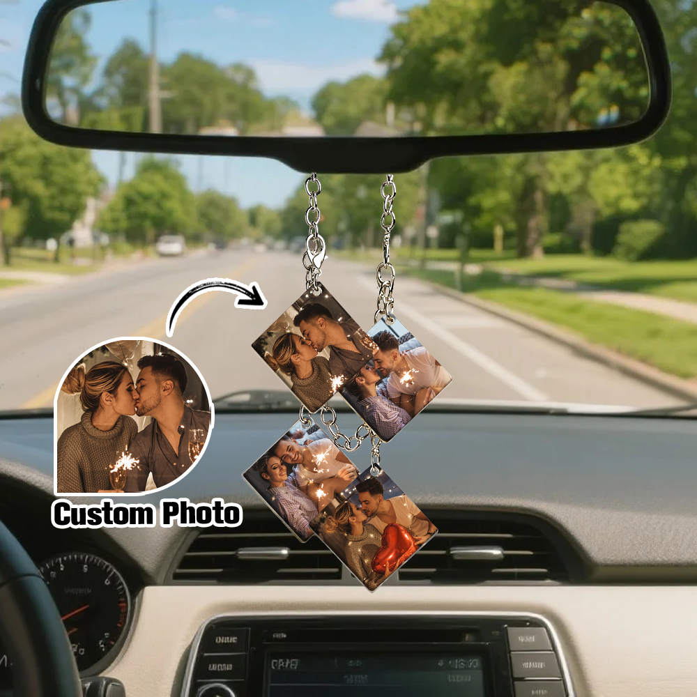 Car Rearview Mirror Chain Micro Memory Customizable Vintage Mini Photos Charms Accessories Gifts Bridesmaid Gifts