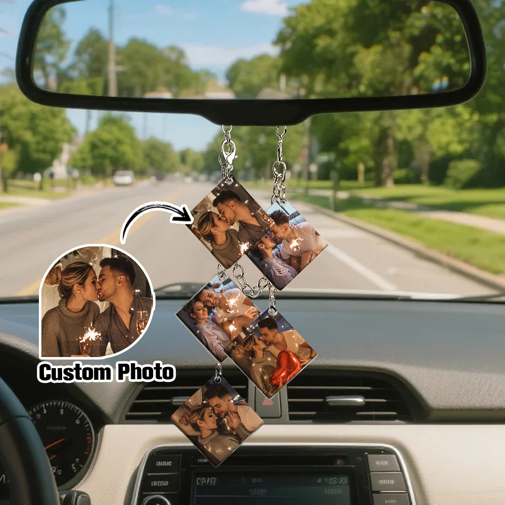 Car Rearview Mirror Chain Micro Memory Customizable Vintage Mini Photos Charms Accessories Gifts Bridesmaid Gifts