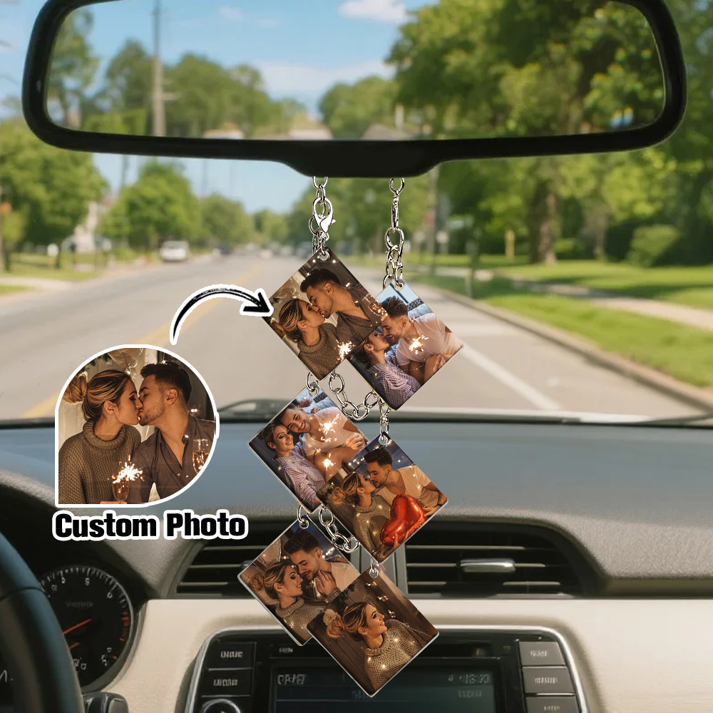Car Rearview Mirror Chain Micro Memory Customizable Vintage Mini Photos Charms Accessories Gifts Bridesmaid Gifts