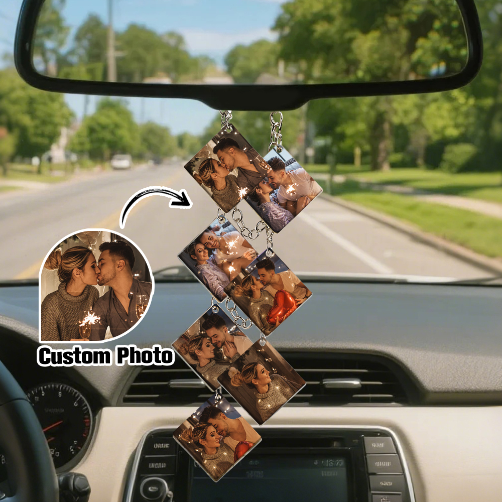 Car Rearview Mirror Chain Micro Memory Customizable Vintage Mini Photos Charms Accessories Gifts Bridesmaid Gifts