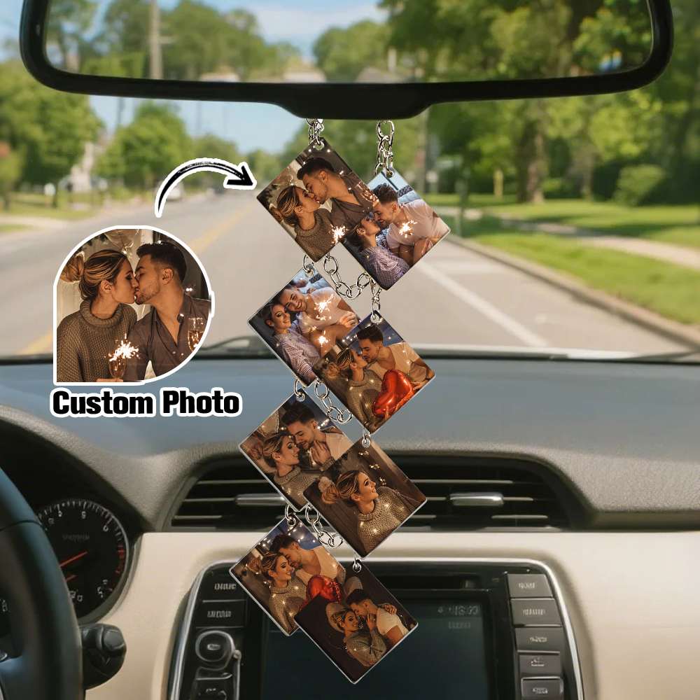 Car Rearview Mirror Chain Micro Memory Customizable Vintage Mini Photos Charms Accessories Gifts Bridesmaid Gifts