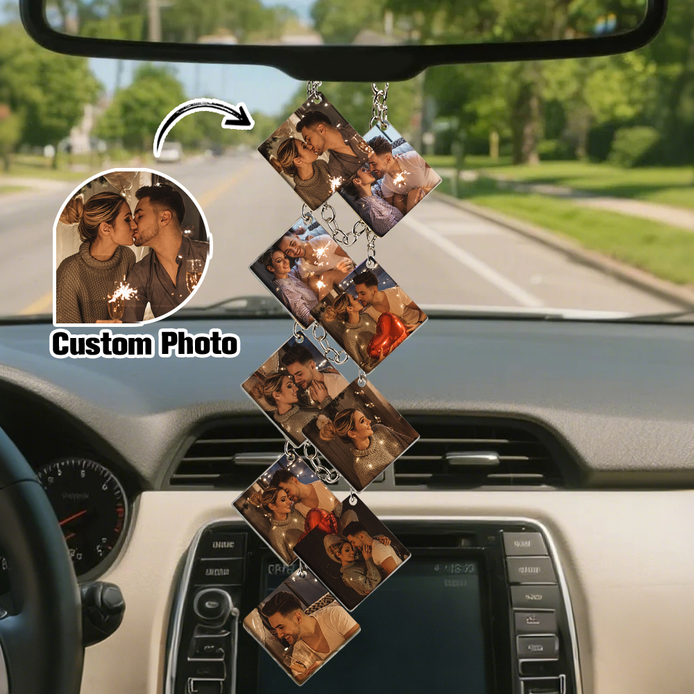 Car Rearview Mirror Chain Micro Memory Customizable Vintage Mini Photos Charms Accessories Gifts Bridesmaid Gifts