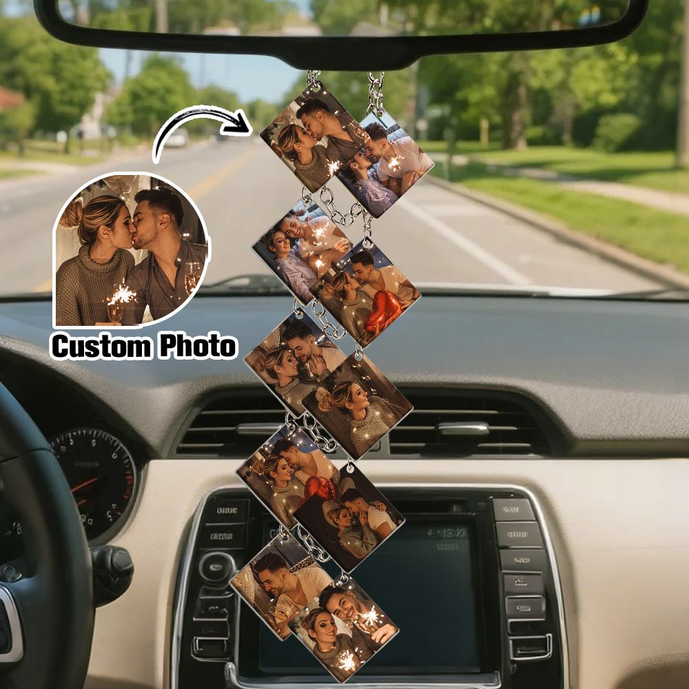 Car Rearview Mirror Chain Micro Memory Customizable Vintage Mini Photos Charms Accessories Gifts Bridesmaid Gifts