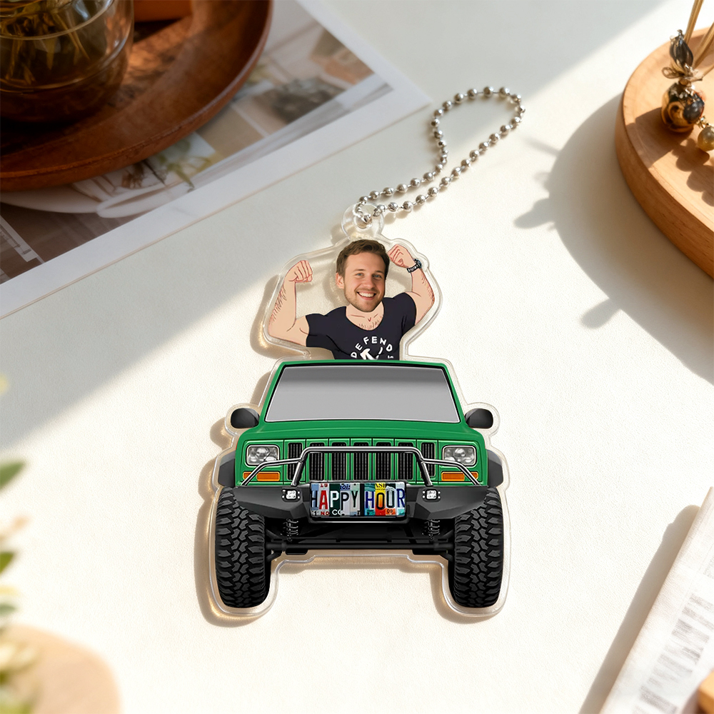 Father's Day Gifts Personalized Custom Acrylic Car Ornament Muscle Daddy Happy Hour Ornament