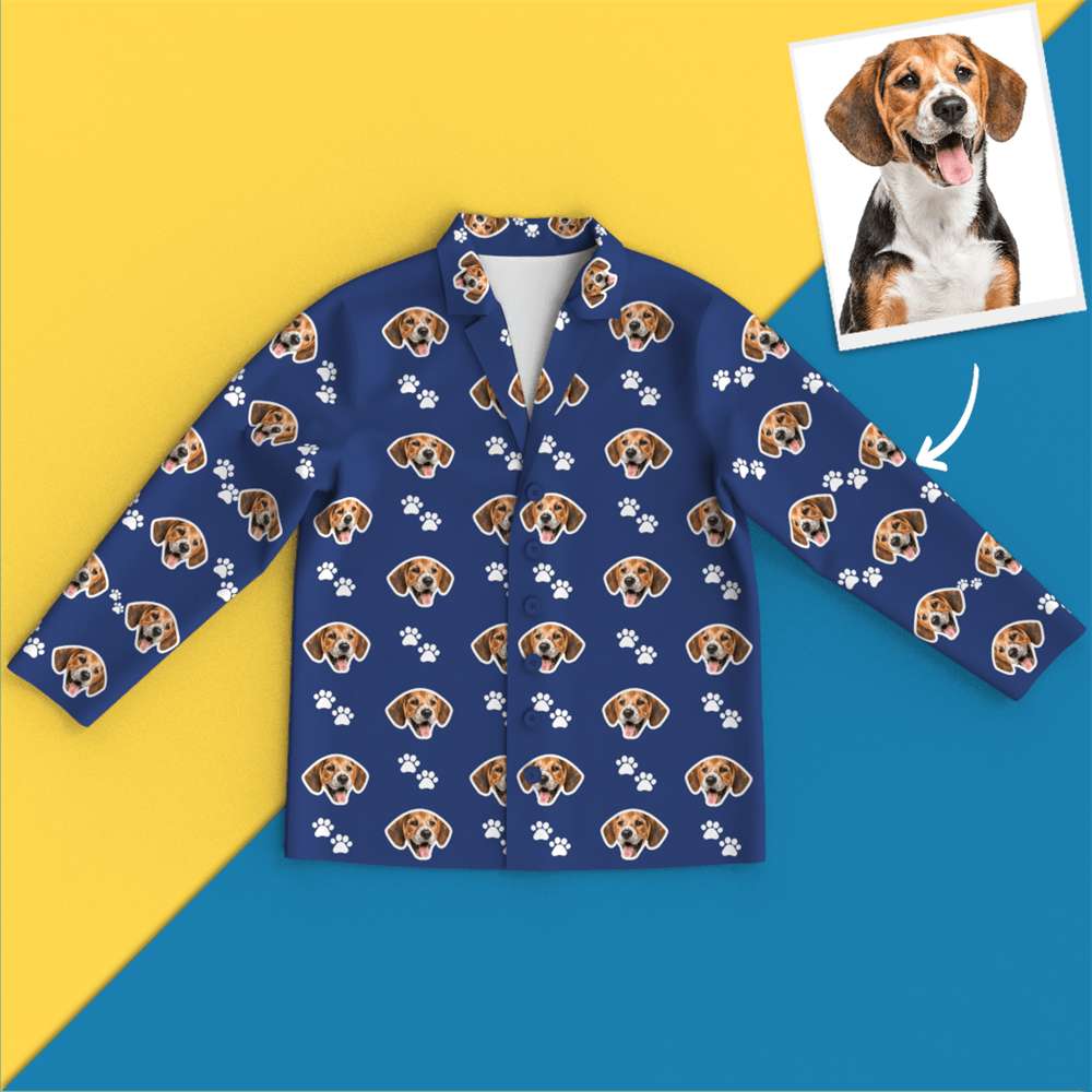 Custom Face Pajamas Long Sleeve Leisure Wear - Pet Footprint Pyjamas