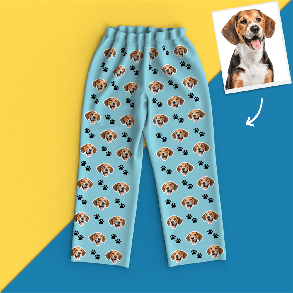 Custom Face Pajamas Long Sleeve Leisure Wear - Pet Footprint Pyjamas