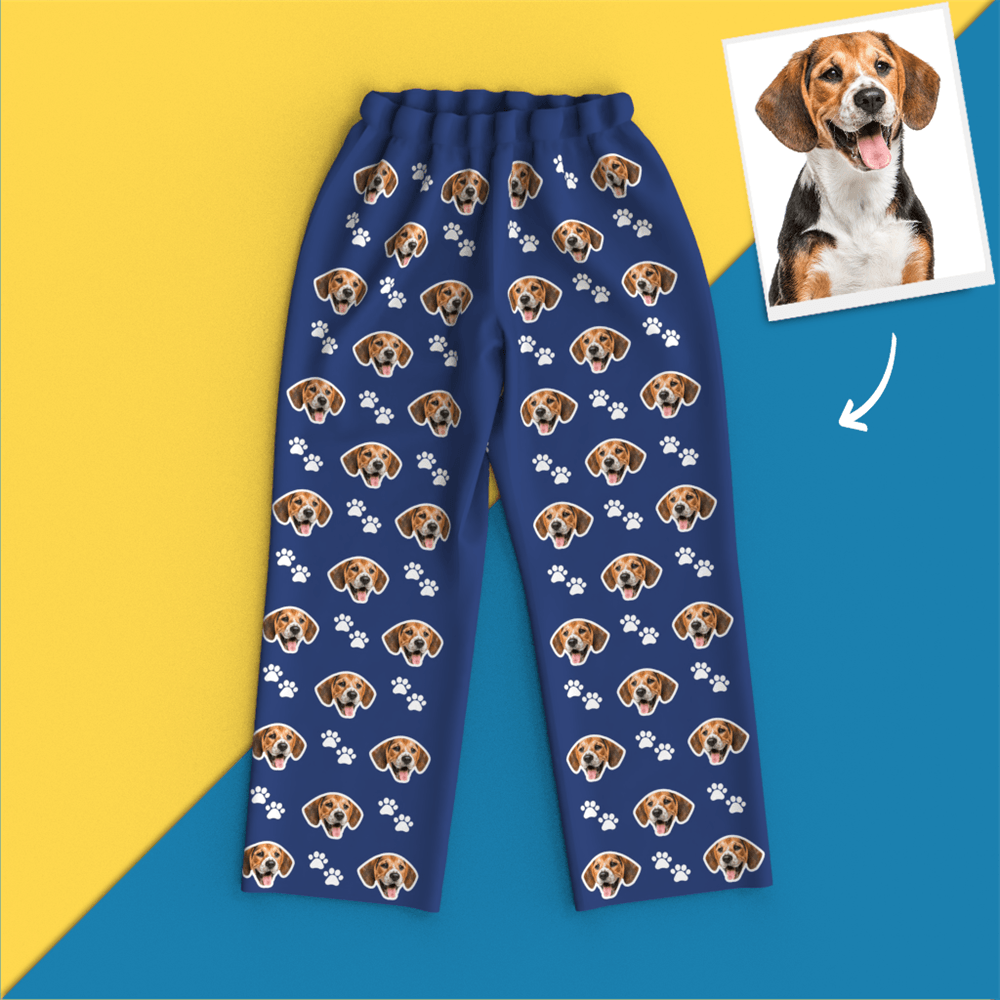 Custom Face Pajamas Long Sleeve Leisure Wear - Pet Footprint Pyjamas