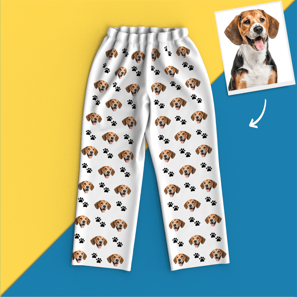 Custom Face Pajamas Long Sleeve Leisure Wear - Pet Footprint Pyjamas