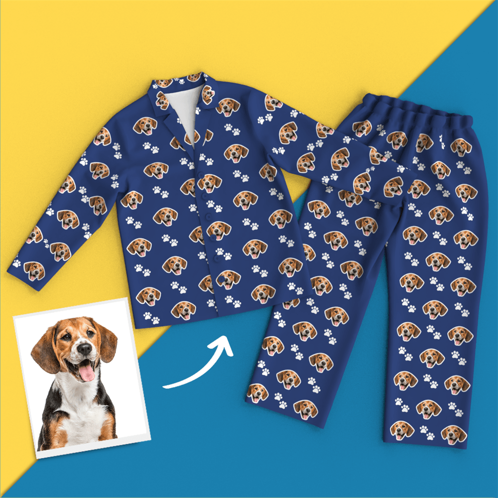 Custom Face Pajamas Long Sleeve Leisure Wear - Pet Footprint Pyjamas