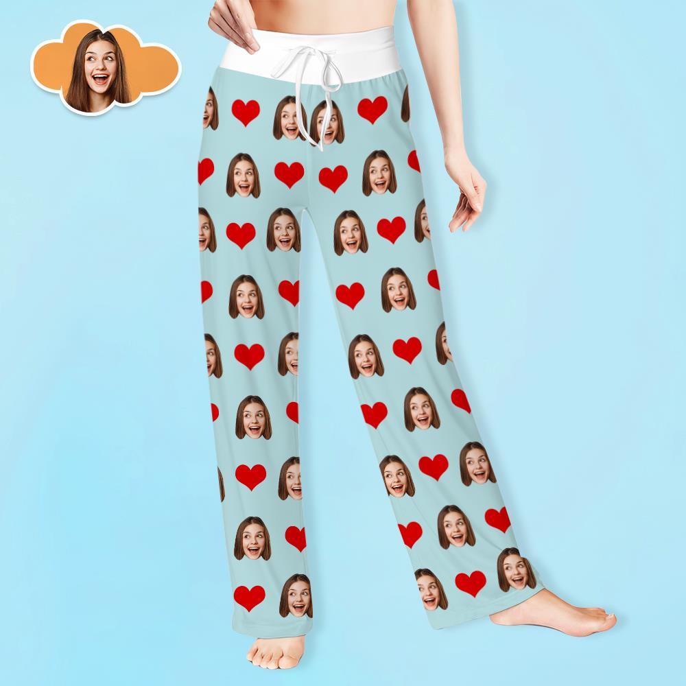 Custom Face Pants Ladie's Loose Wide-leg Pants Heart Pattern