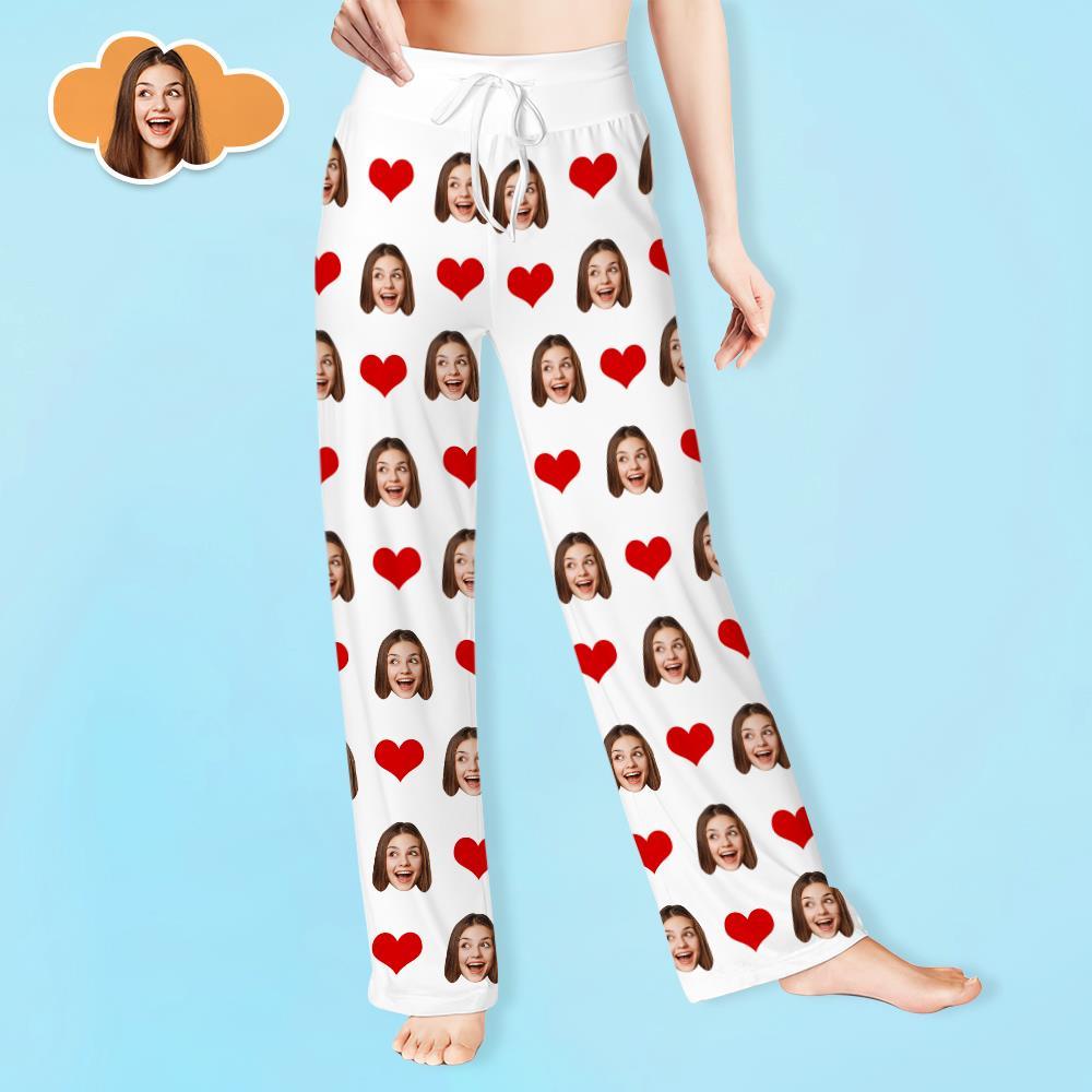 Custom Face Pants Ladie's Loose Wide-leg Pants Heart Pattern