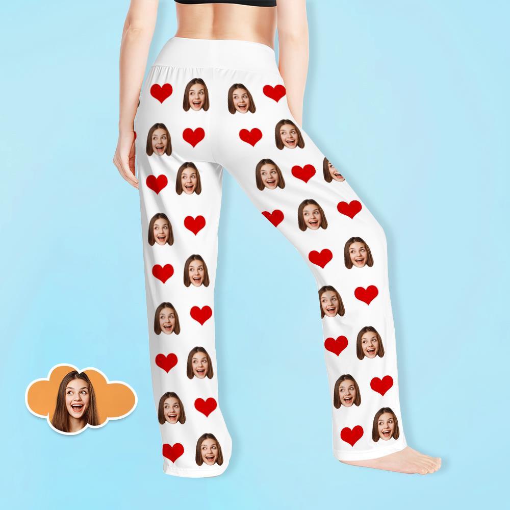 Custom Face Pants Ladie's Loose Wide-leg Pants Heart Pattern