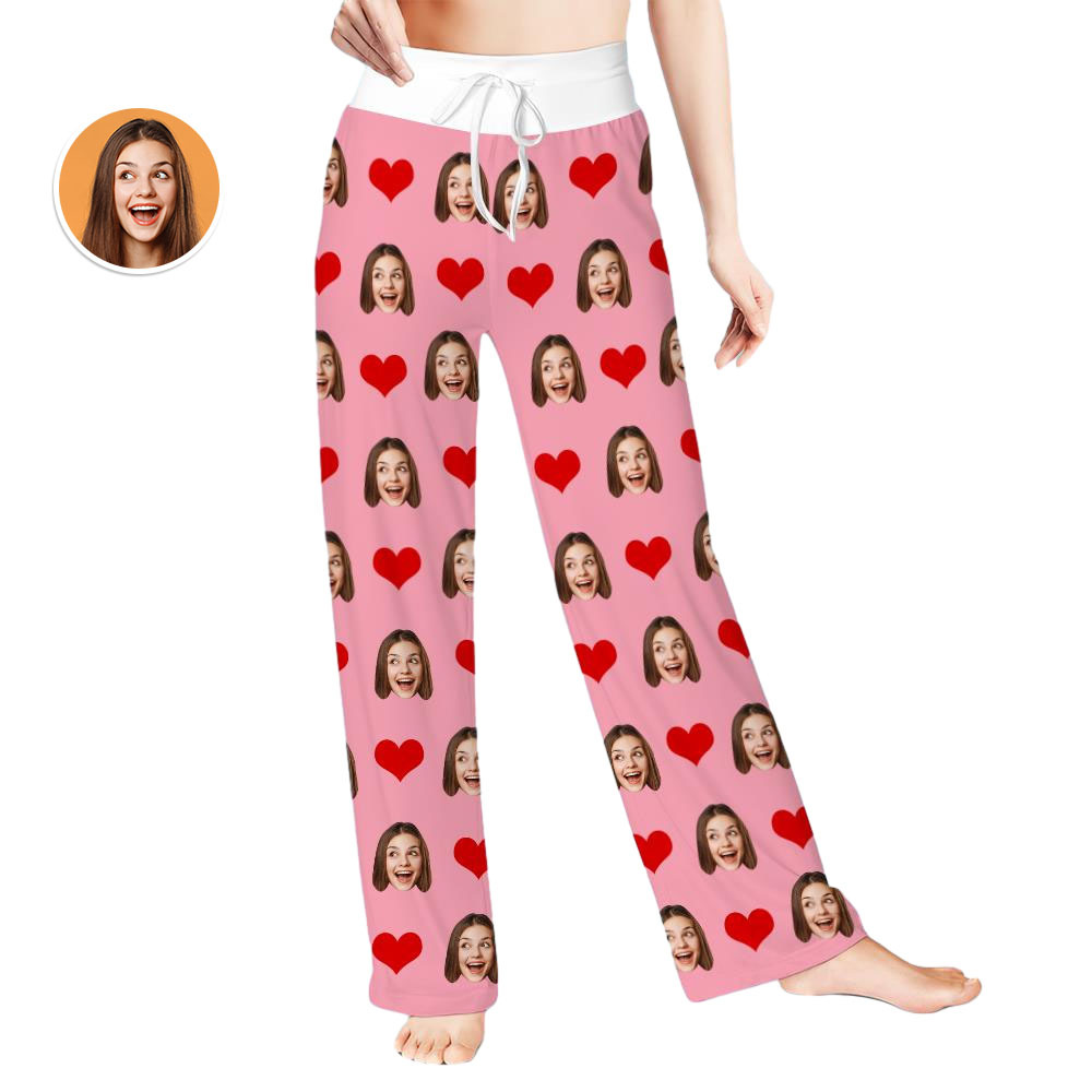 Custom Face Pants Ladie's Loose Wide-leg Pants Heart Pattern