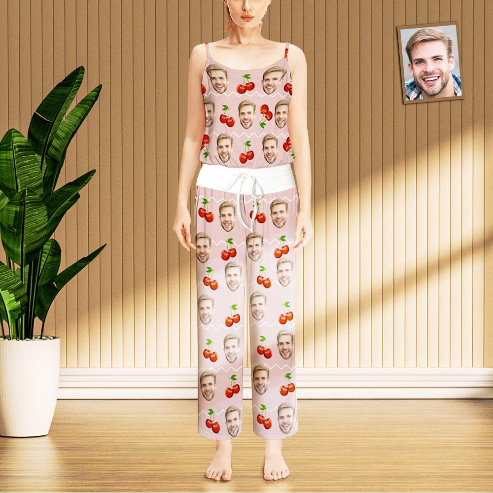 Custom Face Pajama Women's Cherry Pink Sleepwear - My Photo Socks AU