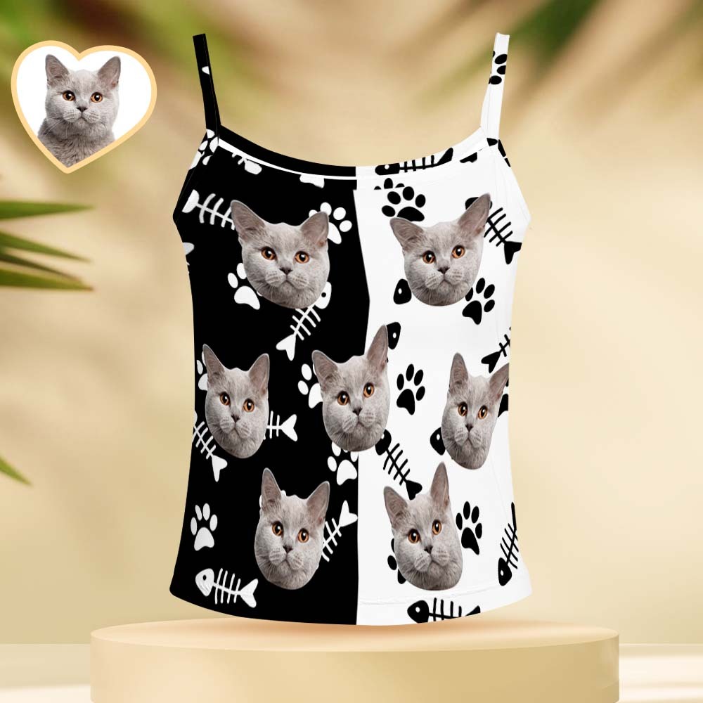 Custom Face Pajama Women's Pet Paw Prints Color Matching Sleepwear - My Photo Socks AU