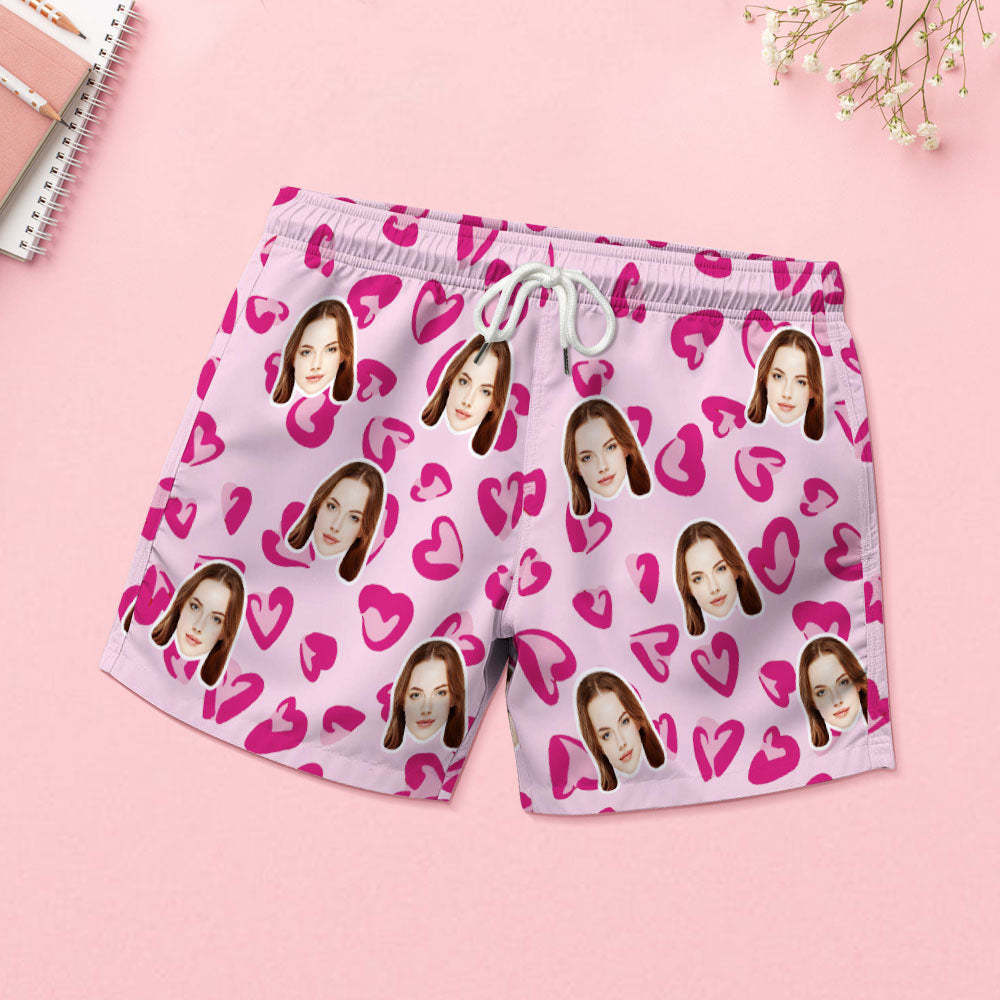 Custom Face Pajamas Women Blue Short Pajama Set Gift Pink Heart - My Photo Socks AU