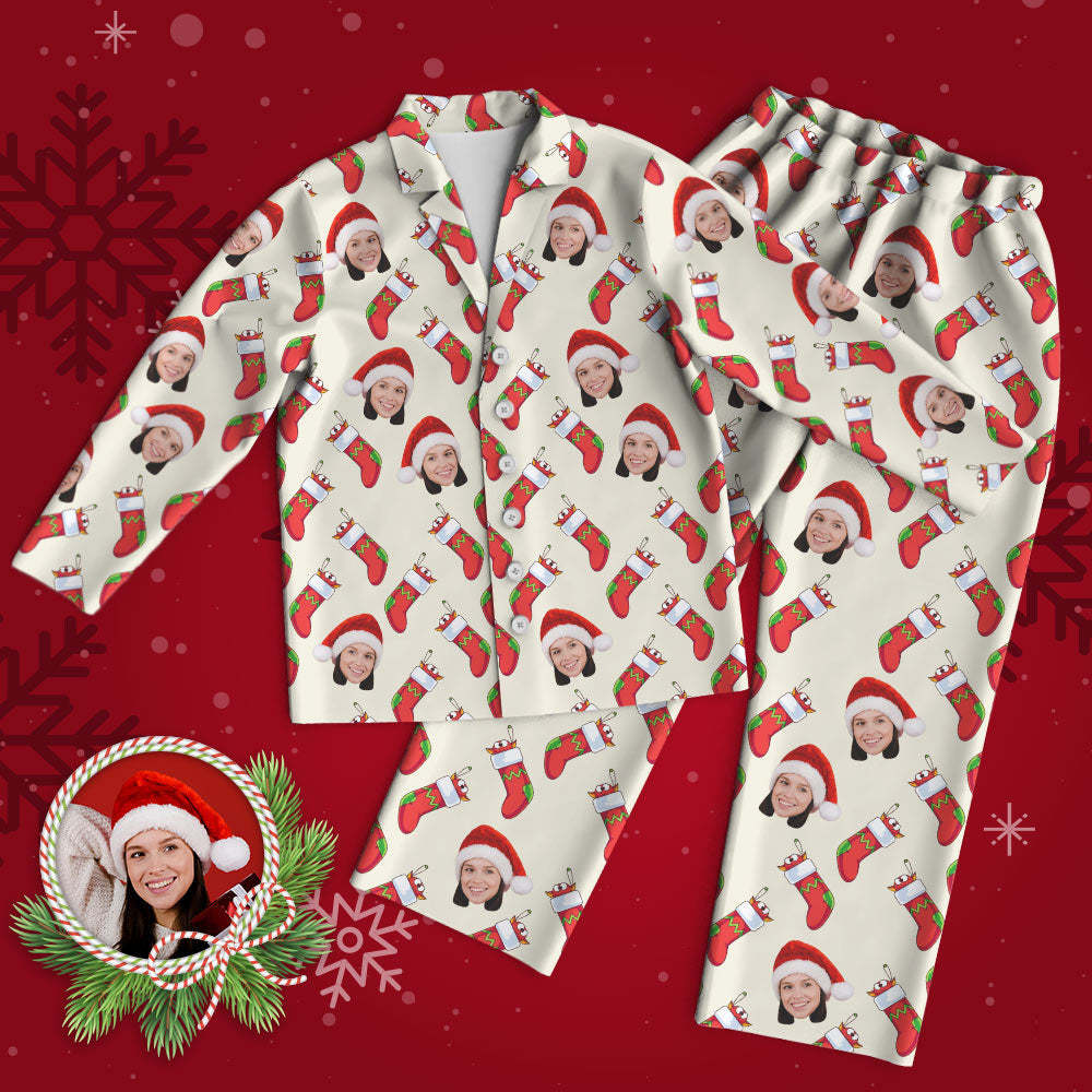 Custom Face Pajama Personalized Photo Pajamas Christmas Socks Christmas Gifts for Family - My Photo Socks AU