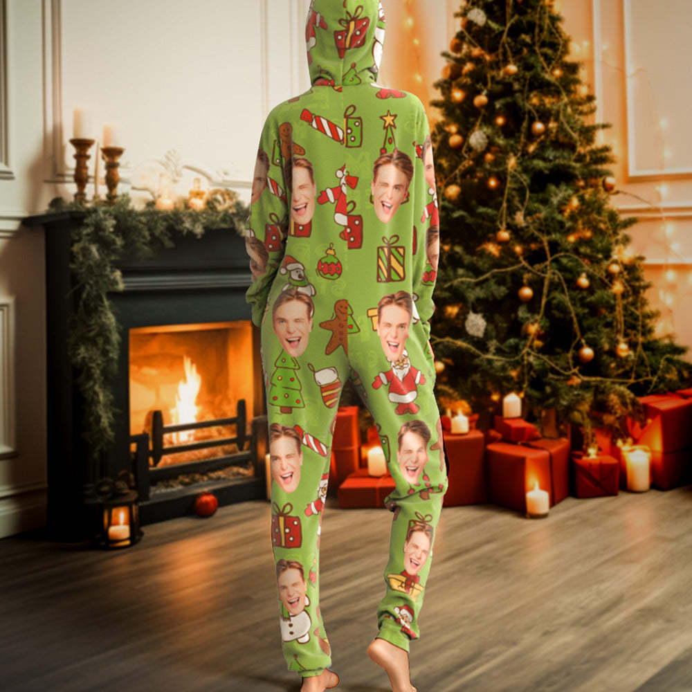Onesies Green Christmas Pajamas One-Piece Sleepwear Family Pyjamas Christmas Gift - My Photo Socks AU