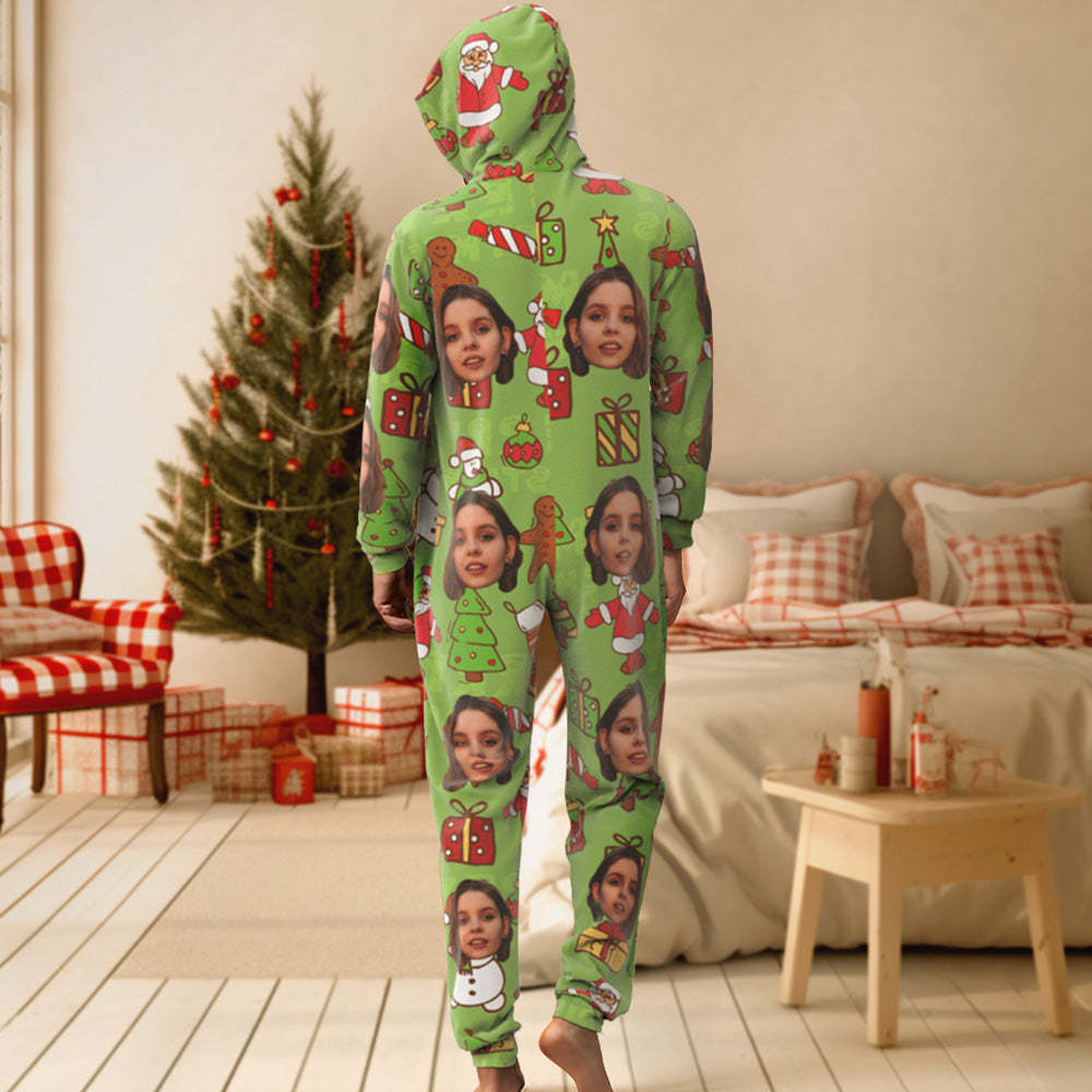 Onesies Green Christmas Pajamas One-Piece Sleepwear Family Pyjamas Christmas Gift - My Photo Socks AU