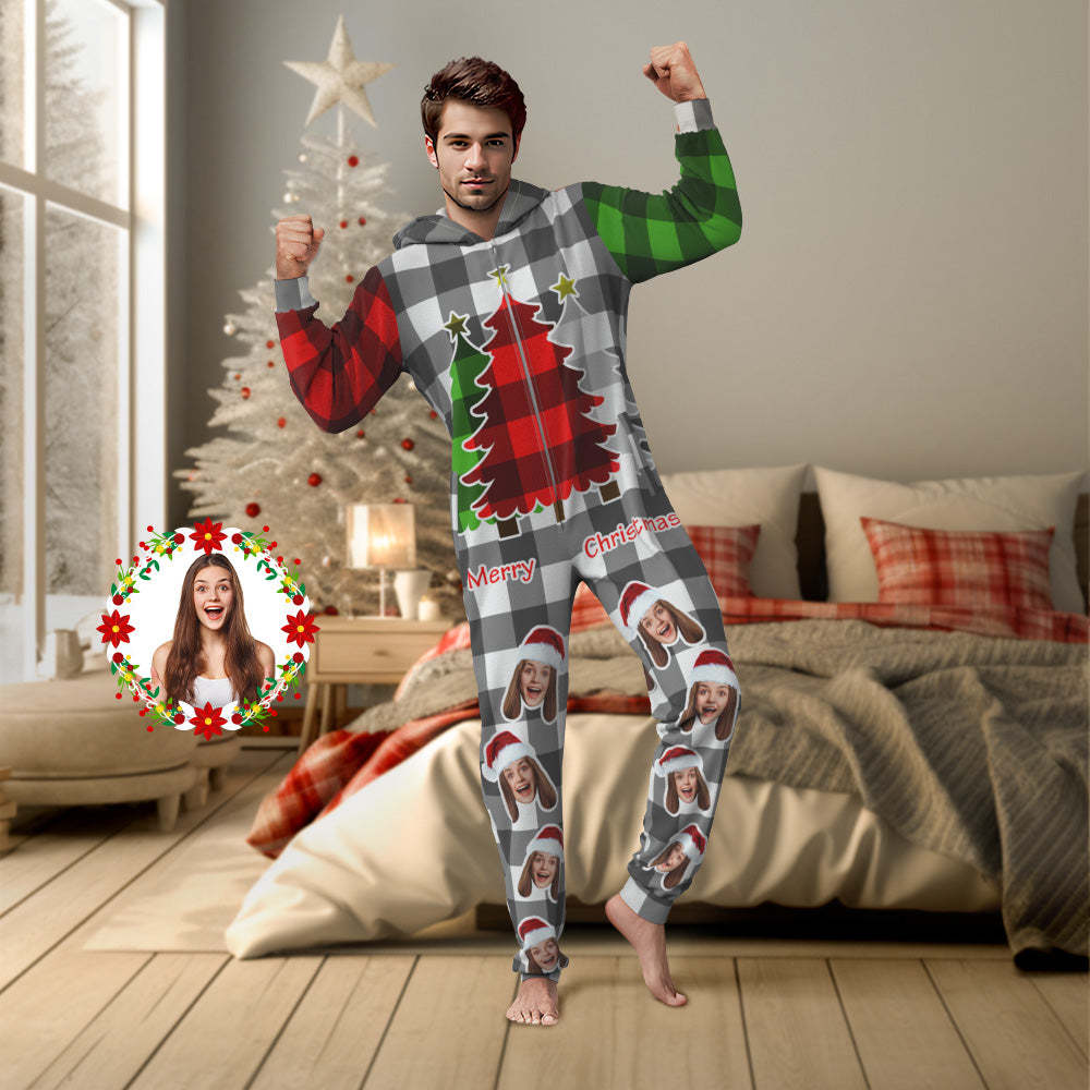 Custom Text Christmas Onesies Pajamas One-Piece Sleepwear Christmas Gift - My Photo Socks AU