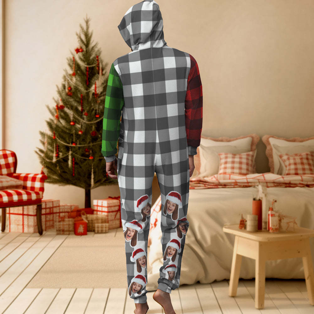 Custom Text Christmas Onesies Pajamas One-Piece Sleepwear Christmas Gift - My Photo Socks AU