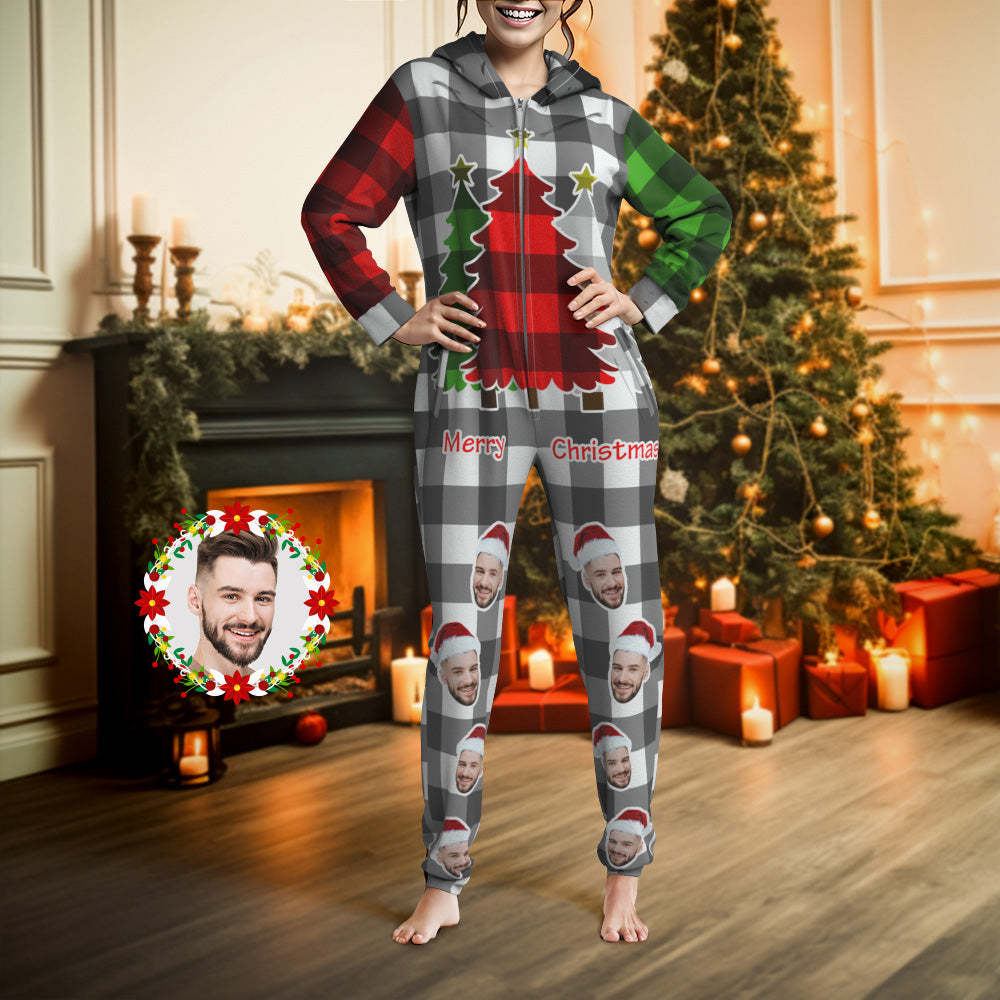 Custom Text Christmas Onesies Pajamas One-Piece Sleepwear Christmas Gift - My Photo Socks AU