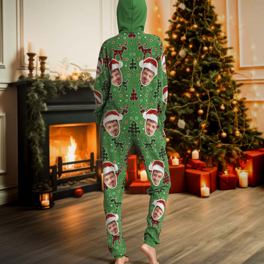Custom Face Onesies Pajamas Colorful Christmas One-Piece Sleepwear Christmas Gift - My Photo Socks AU