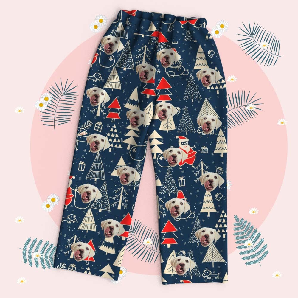 Custom Face Long Sleeve Button Down Sleepwear Christmas Face Pajamas Personalized Photo Pajamas Gift - MyPhotoSocksAu