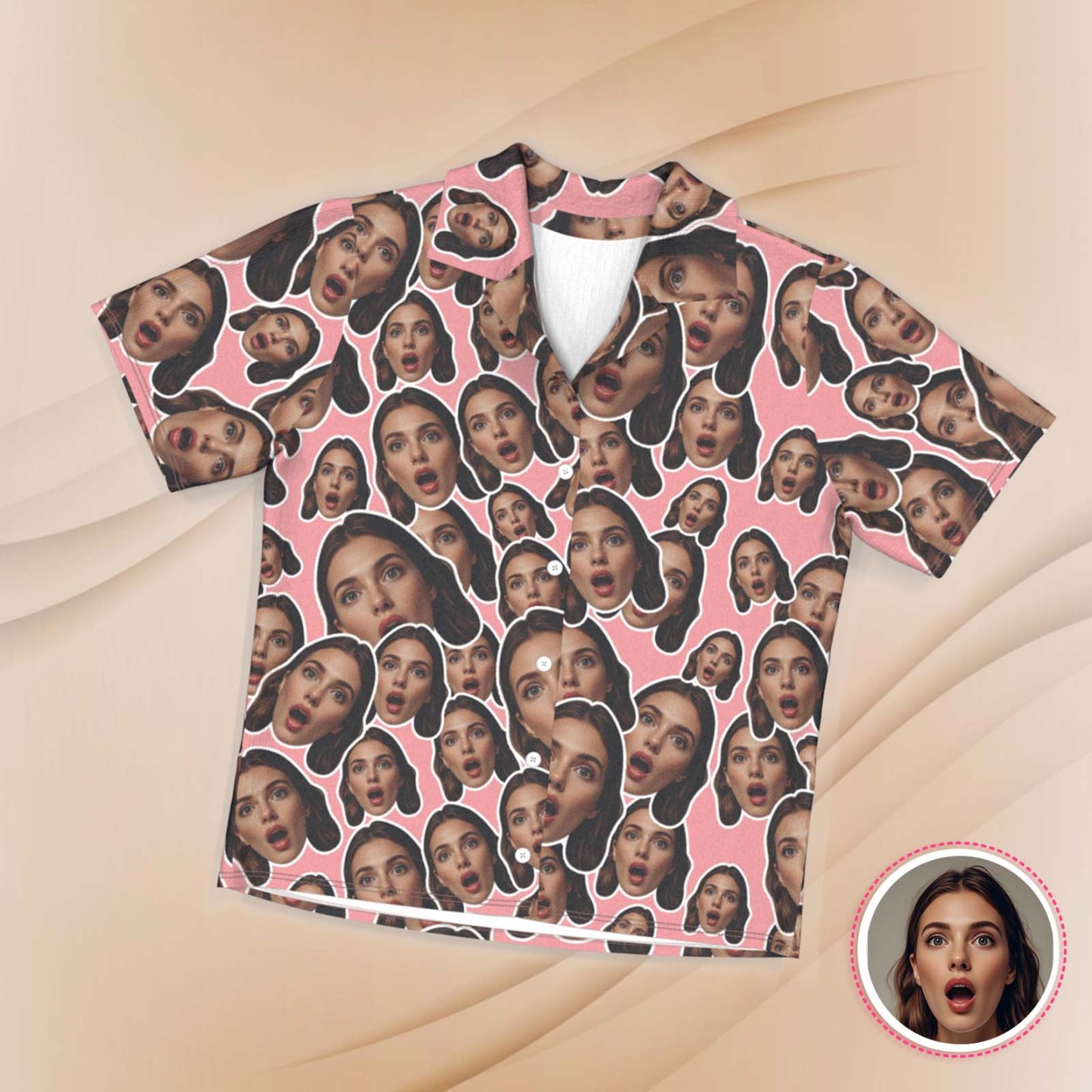 Custom Face Short Sleeved Pajamas Personalised Pink Sleepwear Love Gifts - MyPhotoSocksAu