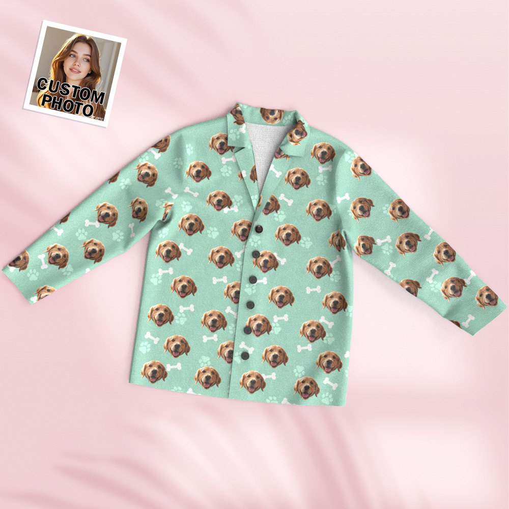Custom Face Long Sleeve Pajamas Sleepwear Set Personalized Photo Bone Pajamas - MyPhotoSocksAu