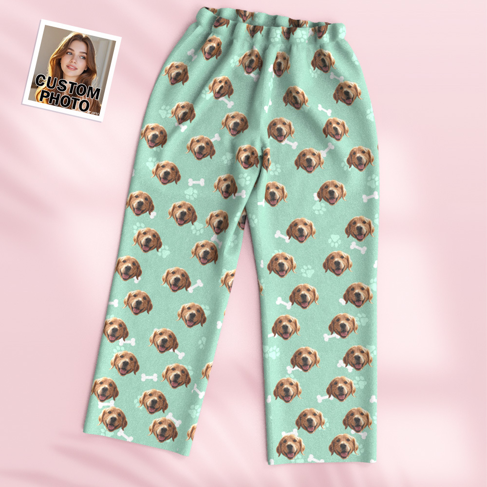 Custom Face Long Sleeve Pajamas Sleepwear Set Personalized Photo Bone Pajamas