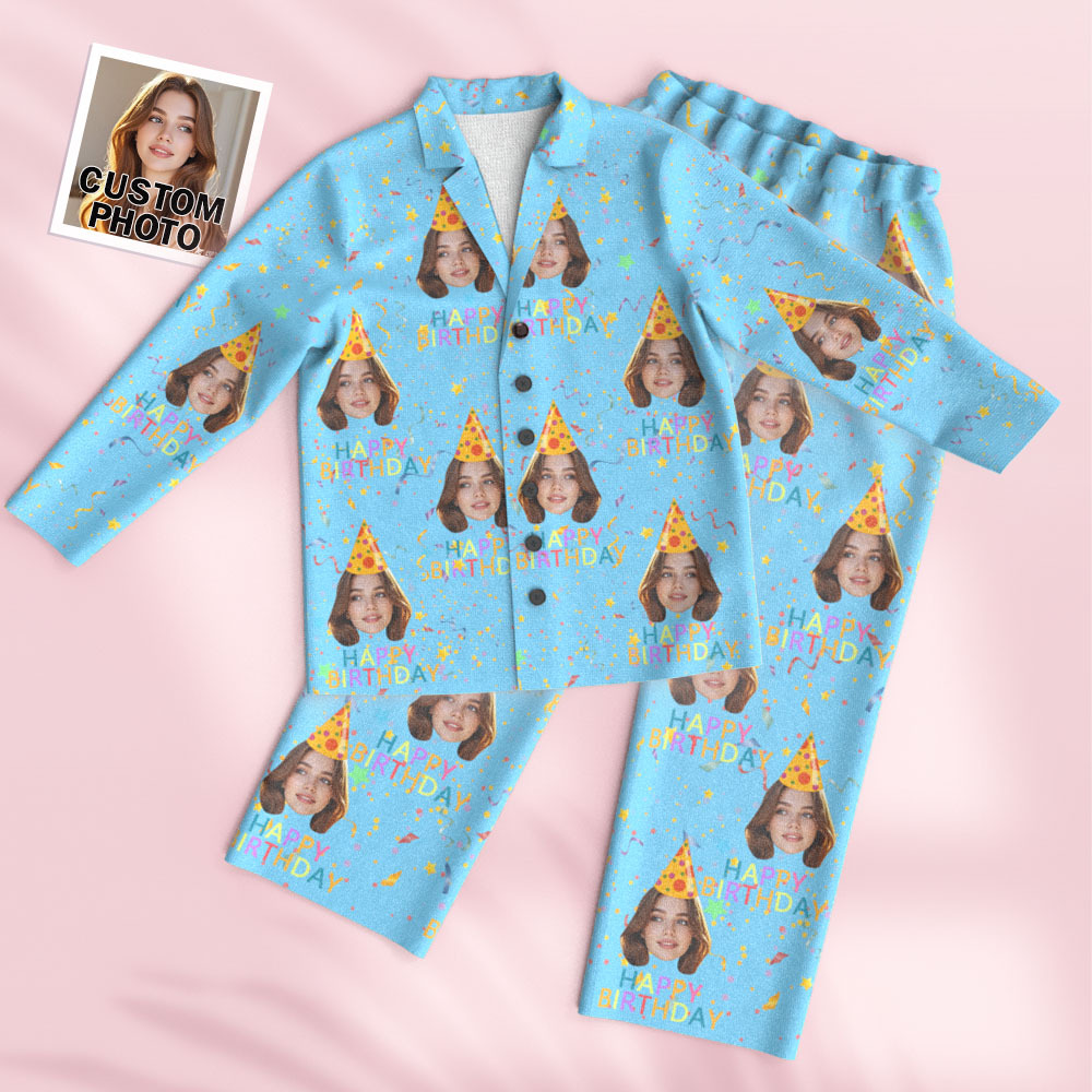 Custom Face Long Sleeve Pajamas Sleepwear Set Personalized Photo Happy Birthday Pajamas - MyPhotoSocksAu