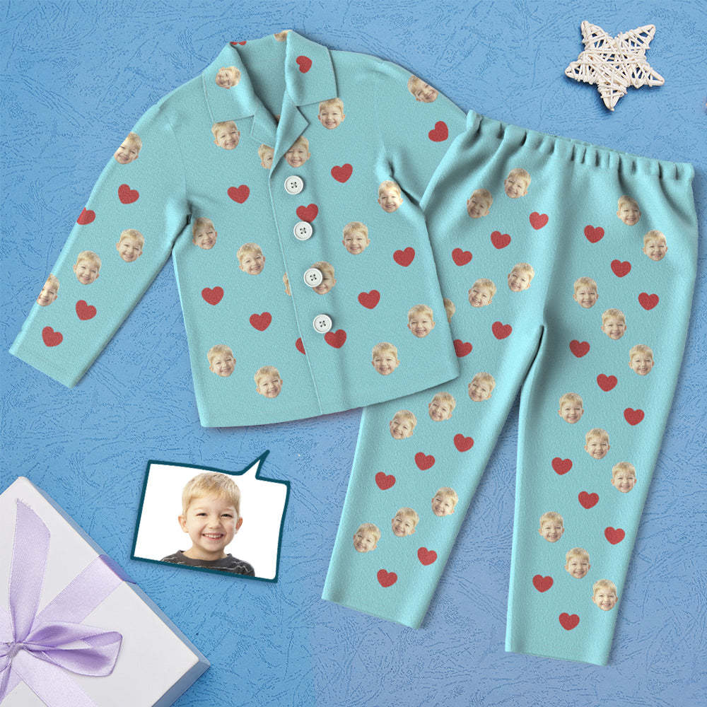 Custom Face Children's Pajamas Personalized Kid's Sleepwear - Love Heart - My Photo Socks AU