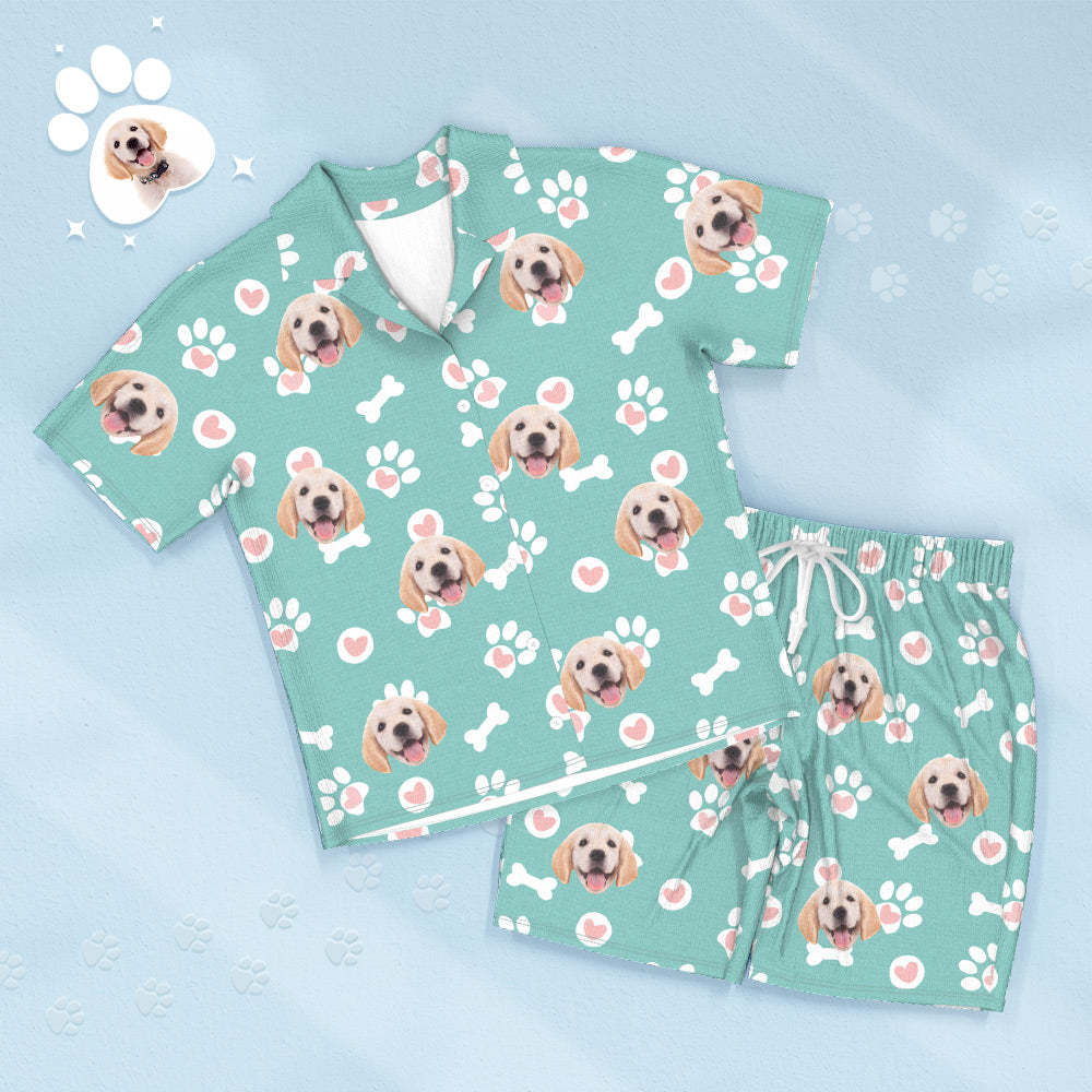 Custom Dog Face Short Sleeved Pajamas Personalized Photo Sleepwear Love Gifts For Pet Lover - CustomFacePajamas