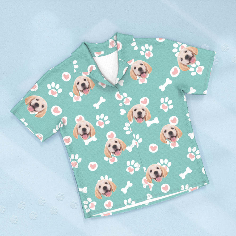 Custom Dog Face Short Sleeved Pajamas Personalized Photo Sleepwear Love Gifts For Pet Lover - CustomFacePajamas