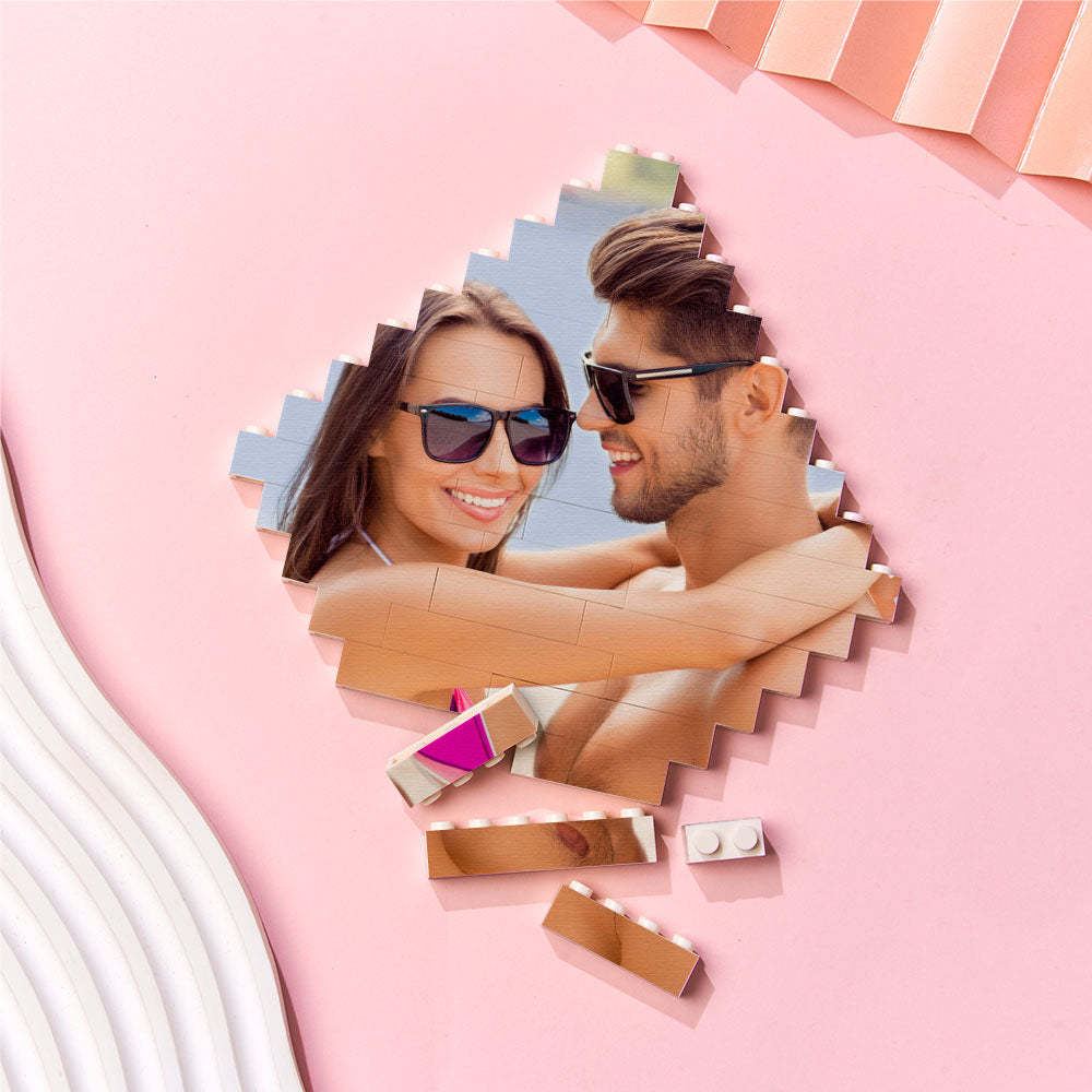Custom Building Block Puzzle Personalized Photo Brick Lozenge Shape for Pet Lover - SantaSocks