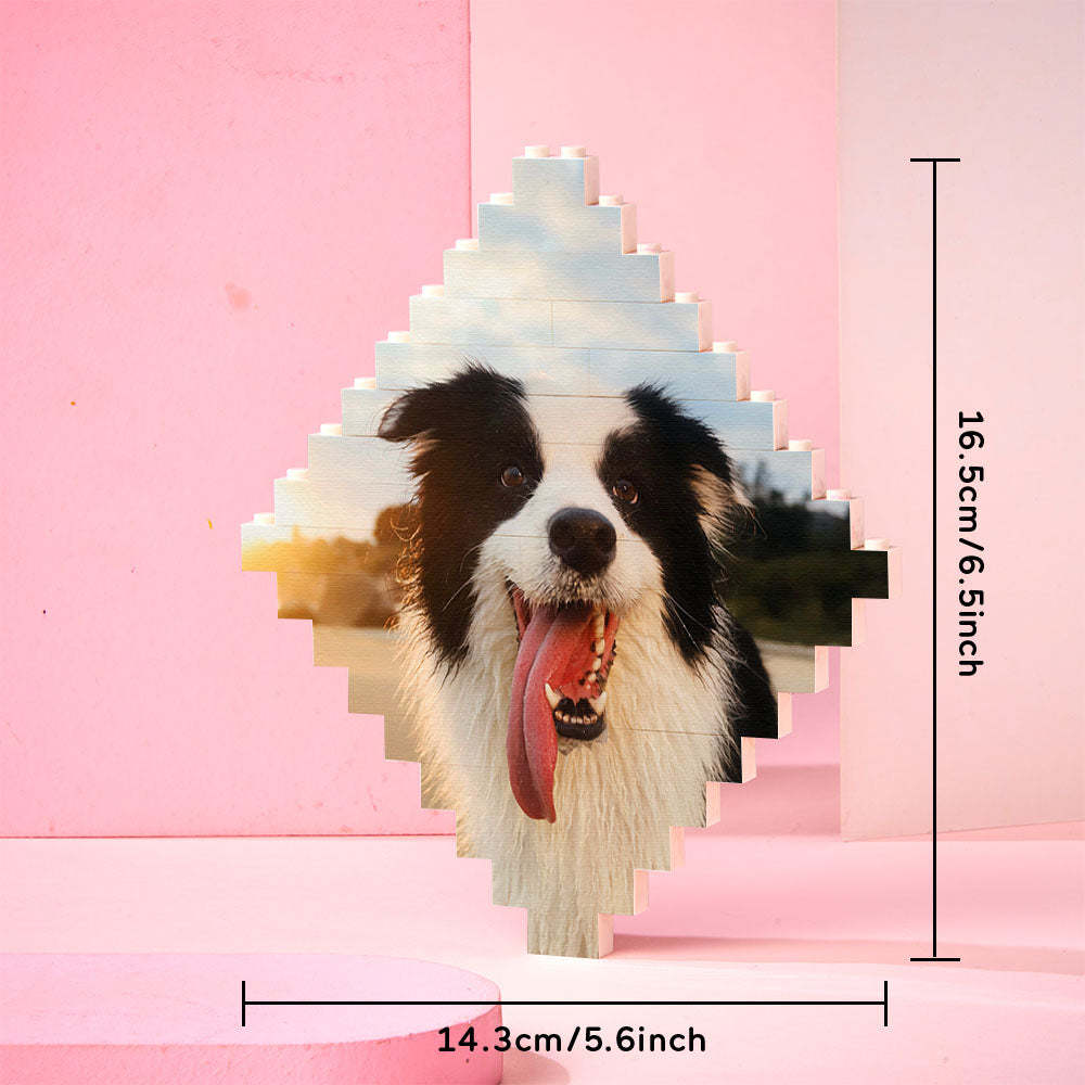 Custom Building Block Puzzle Personalized Photo Brick Lozenge Shape for Pet Lover - SantaSocks