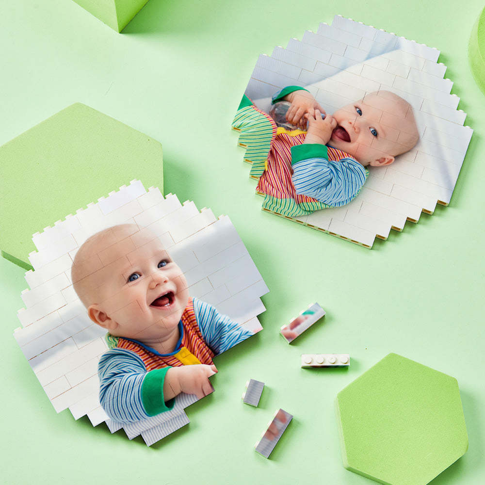Custom Building Block Puzzle Personalized Photo Brick Octagon Shape for Family - SantaSocks