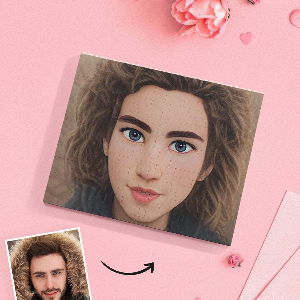 Custom Building Block Puzzle Personalized Cartoon Avatar Brick Horizontal Toy Christmas Gifts - SantaSocks