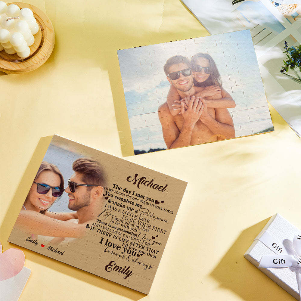 Custom Building Block Puzzle Personalized Photo Brick You Complete Me - SantaSocks