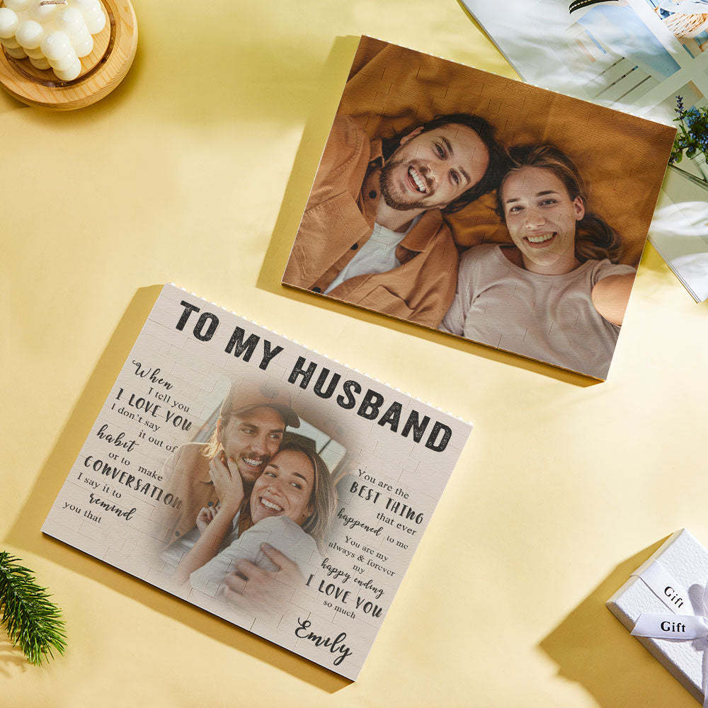 Custom Building Block Puzzle Personalized Photo Brick To My Husband - SantaSocks