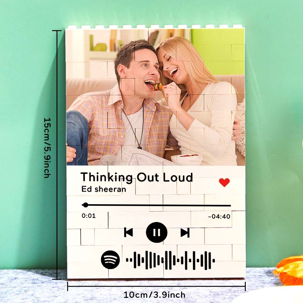 Custom Building Block Puzzle Personalized Vertical Photo Brick Custom Music Code Gifts for Him