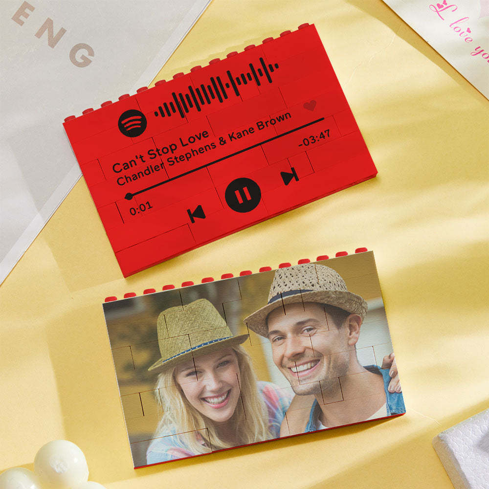 Custom Building Block Puzzle Horizontal Red Photo Building Bricks Christmas Gifts - SantaSocks