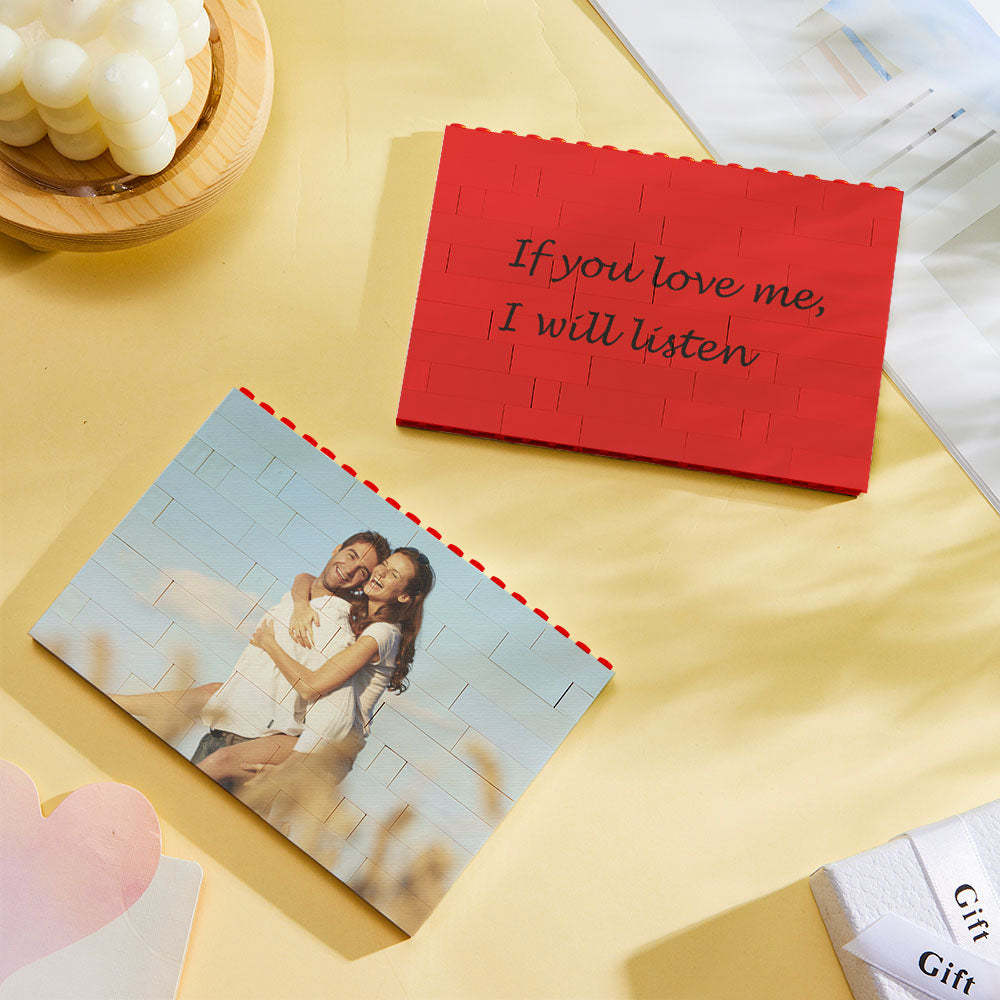 Custom Building Block Puzzle Horizontal Red Photo Building Bricks Christmas Gifts - SantaSocks