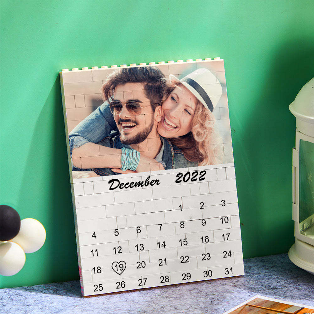 Custom Photo Building Block Puzzle Calendar Important Date Gifts for Him - SantaSocks