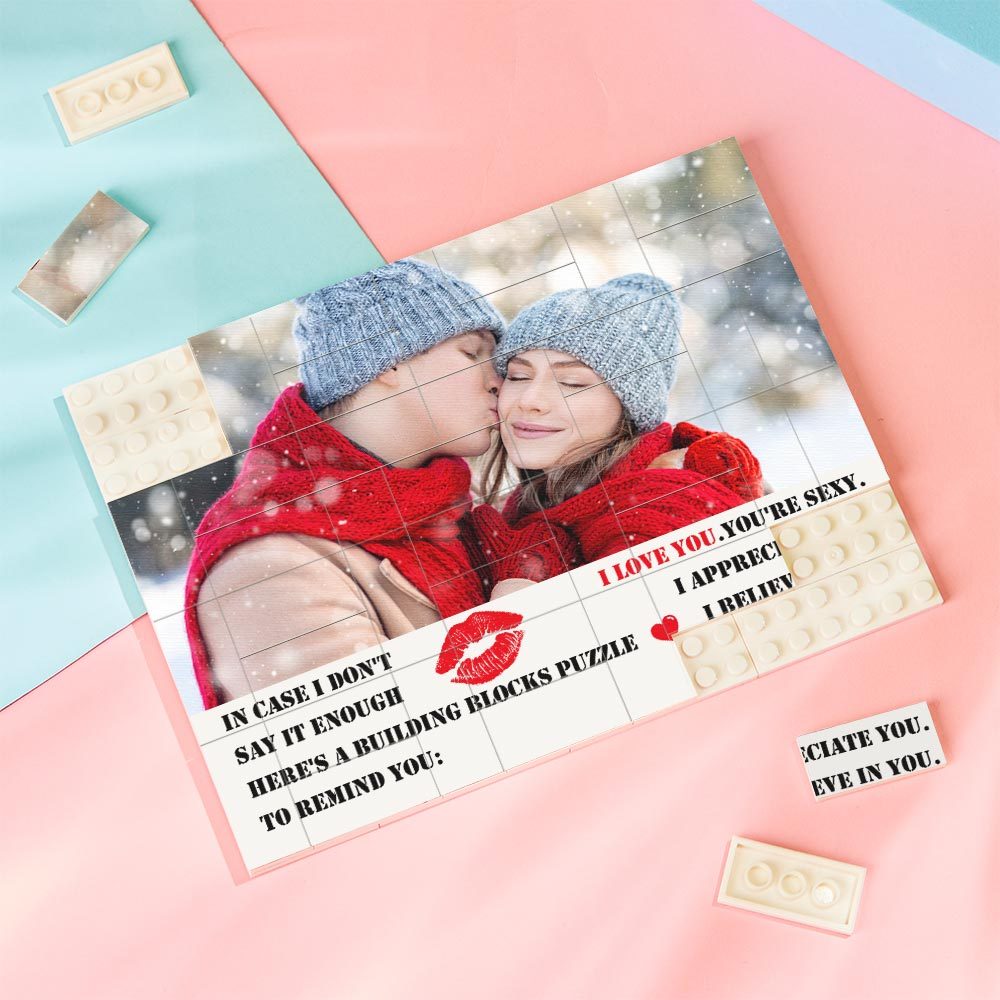 Custom Building Block Puzzle Photo Bricks Gifts for Girlfriend I'm Proud of You - SantaSocks