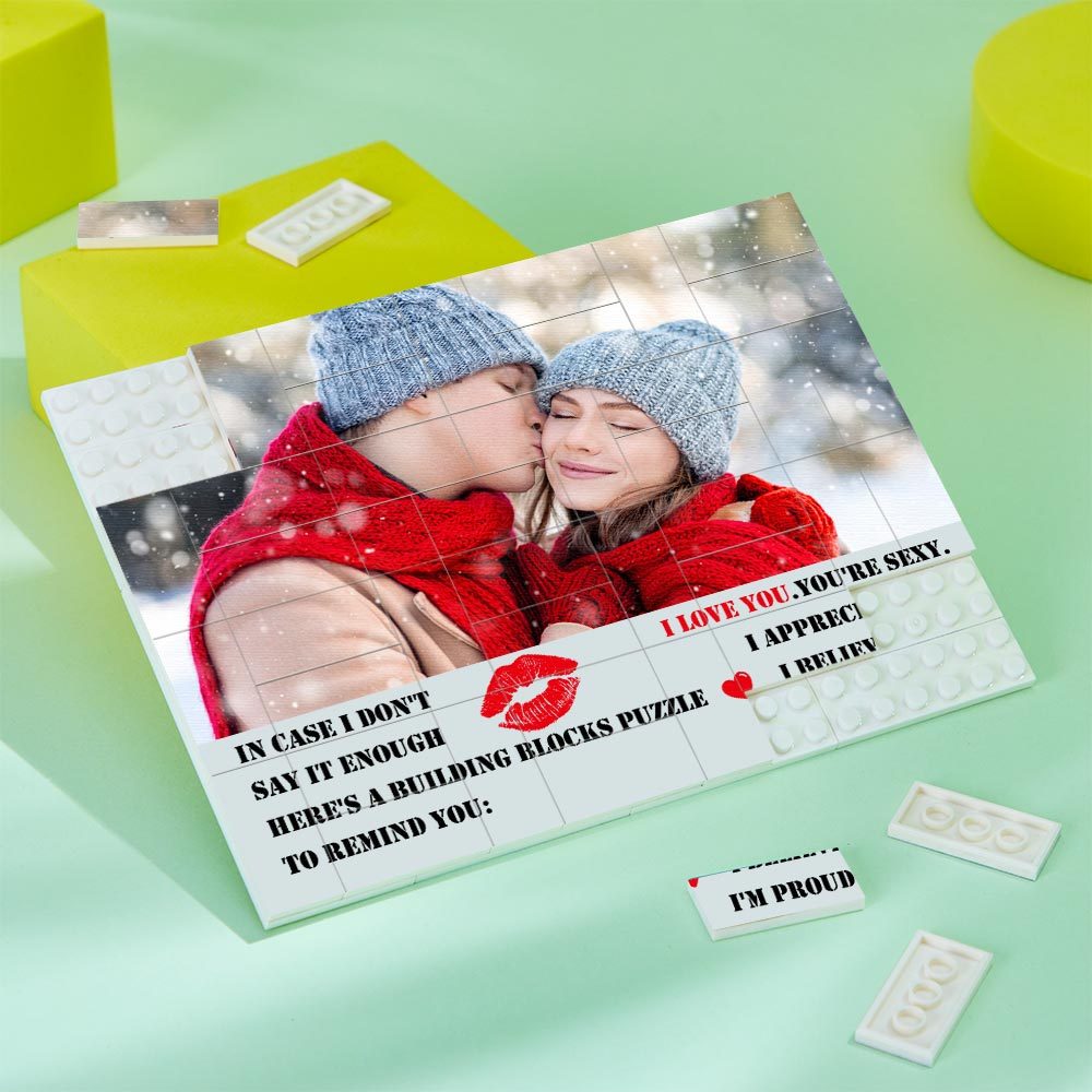 Custom Building Block Puzzle Photo Bricks Gifts for Girlfriend I'm Proud of You - SantaSocks